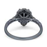 Teardrop Pear Shape Halo Engagement Ring Simulated Cubic Zirconia 925 Sterling Silver