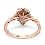 Teardrop Pear Shape Halo Engagement Ring Simulated Cubic Zirconia 925 Sterling Silver