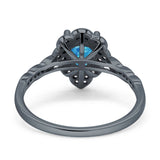 Teardrop Pear Shape Halo Engagement Ring Simulated Cubic Zirconia 925 Sterling Silver