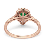 Teardrop Pear Shape Halo Engagement Ring Simulated Cubic Zirconia 925 Sterling Silver