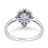 Teardrop Pear Shape Halo Engagement Ring Simulated Cubic Zirconia 925 Sterling Silver
