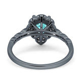 Teardrop Pear Shape Halo Engagement Ring Simulated Cubic Zirconia 925 Sterling Silver