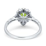 Teardrop Pear Shape Halo Engagement Ring Simulated Cubic Zirconia 925 Sterling Silver