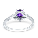 Teardrop Pear Shape Wedding Engagement Ring Simulated Cubic Zirconia 925 Sterling Silver