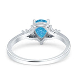 Teardrop Pear Shape Wedding Engagement Ring Simulated Cubic Zirconia 925 Sterling Silver