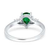 Teardrop Pear Shape Wedding Engagement Ring Simulated Cubic Zirconia 925 Sterling Silver
