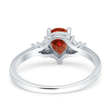 Teardrop Pear Shape Wedding Engagement Ring Simulated Cubic Zirconia 925 Sterling Silver