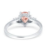 Teardrop Pear Shape Wedding Engagement Ring Simulated Cubic Zirconia 925 Sterling Silver
