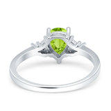 Teardrop Pear Shape Wedding Engagement Ring Simulated Cubic Zirconia 925 Sterling Silver