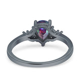 Teardrop Pear Shape Wedding Engagement Ring Simulated Cubic Zirconia 925 Sterling Silver