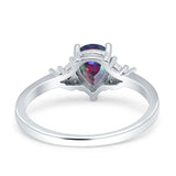 Teardrop Pear Shape Wedding Engagement Ring Simulated Cubic Zirconia 925 Sterling Silver