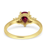 Teardrop Pear Shape Wedding Engagement Ring Simulated Cubic Zirconia 925 Sterling Silver