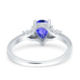 Teardrop Pear Shape Wedding Engagement Ring Simulated Cubic Zirconia 925 Sterling Silver