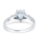 Teardrop Pear Shape Wedding Engagement Ring Simulated Cubic Zirconia 925 Sterling Silver
