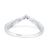 Curve Shape Leaf Design Wedding Engagement Ring Round Simulated Cubic Zirconia 925 Sterling Silver