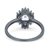 Halo Asscher Art Deco Wedding Bridal Ring Simulated Cubic Zirconia 925 Sterling Silver