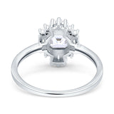 Halo Asscher Art Deco Wedding Bridal Ring Simulated Cubic Zirconia 925 Sterling Silver