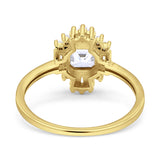 Halo Asscher Art Deco Wedding Bridal Ring Simulated Cubic Zirconia 925 Sterling Silver