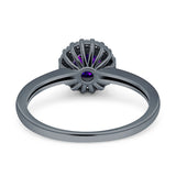 Art Deco Wedding Bridal Ring Halo Round Simulated Cubic Zirconia Stones 925 Sterling Silver