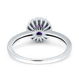 Art Deco Wedding Bridal Ring Halo Round Simulated Cubic Zirconia Stones 925 Sterling Silver