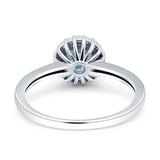 Art Deco Wedding Bridal Ring Halo Round Simulated Cubic Zirconia Stones 925 Sterling Silver