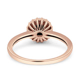 Art Deco Wedding Bridal Ring Halo Round Simulated Cubic Zirconia Stones 925 Sterling Silver