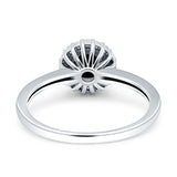 Art Deco Wedding Bridal Ring Halo Round Simulated Cubic Zirconia Stones 925 Sterling Silver