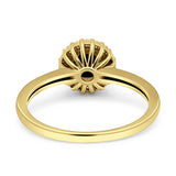 Art Deco Wedding Bridal Ring Halo Round Simulated Cubic Zirconia Stones 925 Sterling Silver