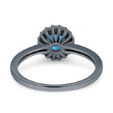 Art Deco Wedding Bridal Ring Halo Round Simulated Cubic Zirconia Stones 925 Sterling Silver