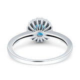 Art Deco Wedding Bridal Ring Halo Round Simulated Cubic Zirconia Stones 925 Sterling Silver