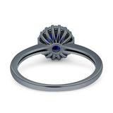 Art Deco Wedding Bridal Ring Halo Round Simulated Cubic Zirconia Stones 925 Sterling Silver