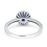 Art Deco Wedding Bridal Ring Halo Round Simulated Cubic Zirconia Stones 925 Sterling Silver