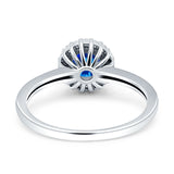 Art Deco Wedding Bridal Ring Halo Round Simulated Cubic Zirconia Stones 925 Sterling Silver