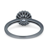 Art Deco Wedding Bridal Ring Halo Round Simulated Cubic Zirconia Stones 925 Sterling Silver
