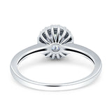 Art Deco Wedding Bridal Ring Halo Round Simulated Cubic Zirconia Stones 925 Sterling Silver