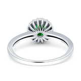 Art Deco Wedding Bridal Ring Halo Round Simulated Cubic Zirconia Stones 925 Sterling Silver