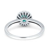 Art Deco Wedding Bridal Ring Halo Round Simulated Cubic Zirconia Stones 925 Sterling Silver
