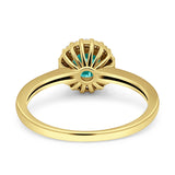 Art Deco Wedding Bridal Ring Halo Round Simulated Cubic Zirconia Stones 925 Sterling Silver