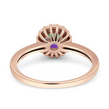 Art Deco Wedding Bridal Ring Halo Round Simulated Cubic Zirconia Stones 925 Sterling Silver