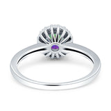 Art Deco Wedding Bridal Ring Halo Round Simulated Cubic Zirconia Stones 925 Sterling Silver