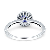Art Deco Wedding Bridal Ring Halo Round Simulated Cubic Zirconia Stones 925 Sterling Silver