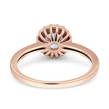 Art Deco Wedding Bridal Ring Halo Round Simulated Cubic Zirconia Stones 925 Sterling Silver
