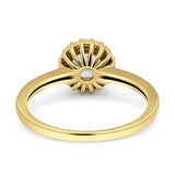 Art Deco Wedding Bridal Ring Halo Round Simulated Cubic Zirconia Stones 925 Sterling Silver