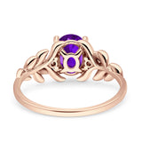 Leaf Style Oval Vintage Engagement Ring Simulated Cubic Zirconia 925 Sterling Silver