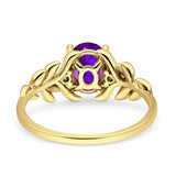 Leaf Style Oval Vintage Engagement Ring Simulated Cubic Zirconia 925 Sterling Silver