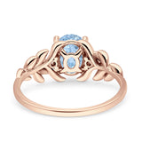 Leaf Style Oval Vintage Engagement Ring Simulated Cubic Zirconia 925 Sterling Silver