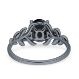 Leaf Style Oval Vintage Engagement Ring Simulated Cubic Zirconia 925 Sterling Silver