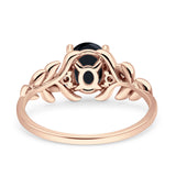 Leaf Style Oval Vintage Engagement Ring Simulated Cubic Zirconia 925 Sterling Silver