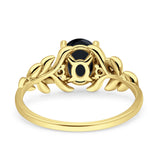 Leaf Style Oval Vintage Engagement Ring Simulated Cubic Zirconia 925 Sterling Silver