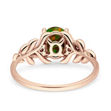 Leaf Style Oval Vintage Engagement Ring Simulated Cubic Zirconia 925 Sterling Silver